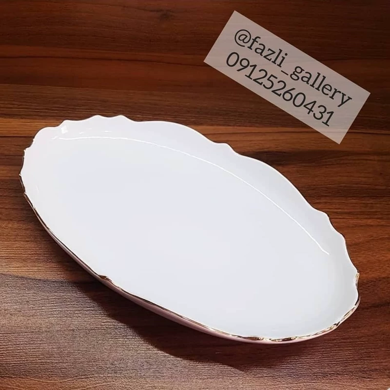 دیس بیضی لمون لب طلا طرح موج کد ۳۱۸