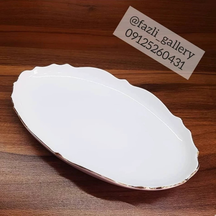 دیس بیضی لمون لب طلا طرح موج کد ۳۱۸