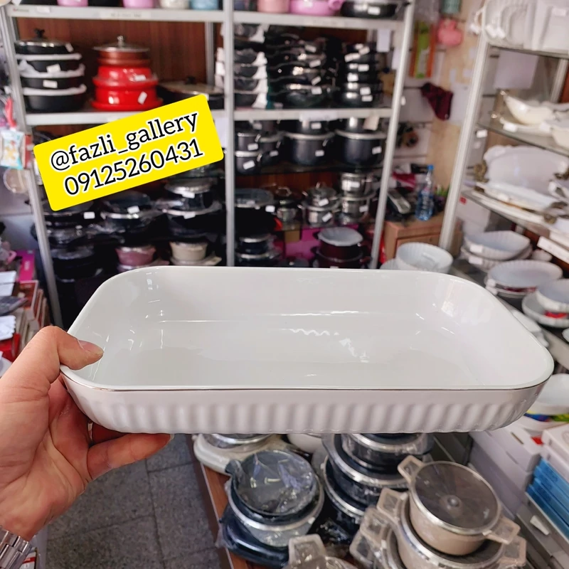 تابه مستطیل چینی لب طلا