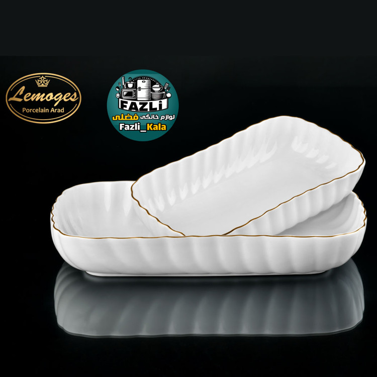 تابه مستطیل چینی لب طلا