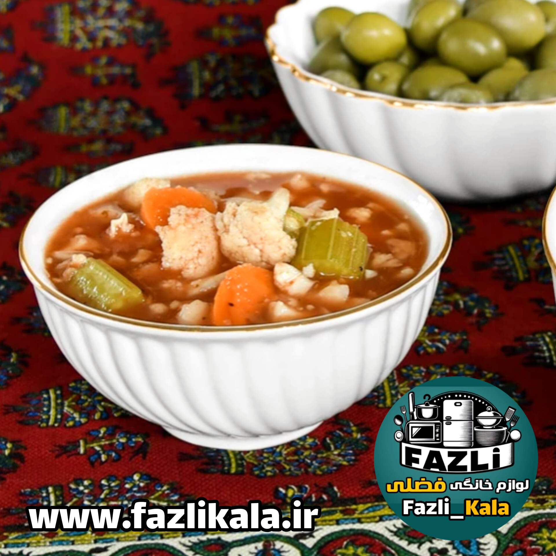 پیاله ترشی خوری چینی لب طلا