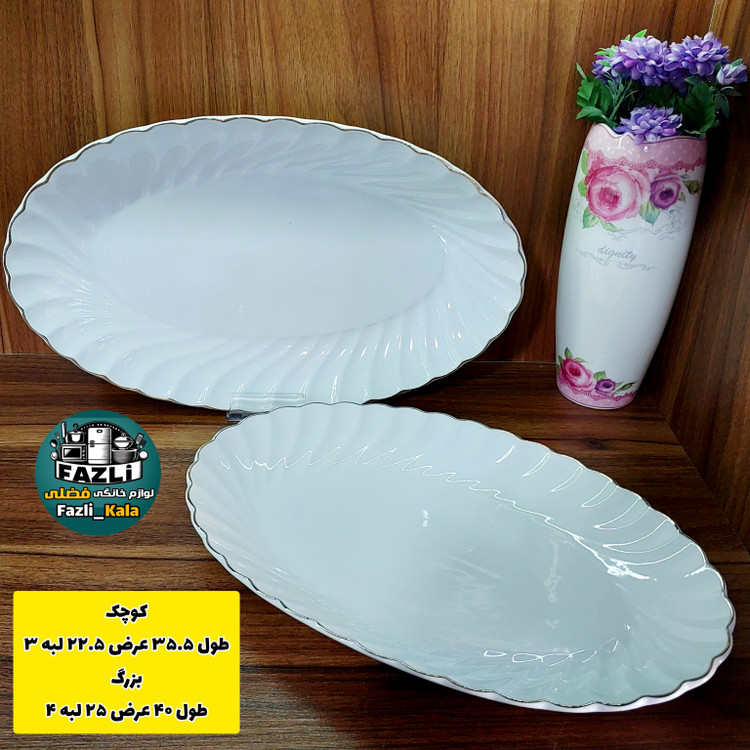 دیس بیضی چینی لب طلا کارمن لمون