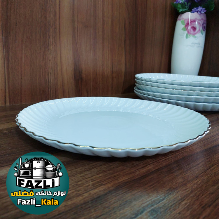 بشقاب پلوخوری چینی لب طلا کارمن لمون