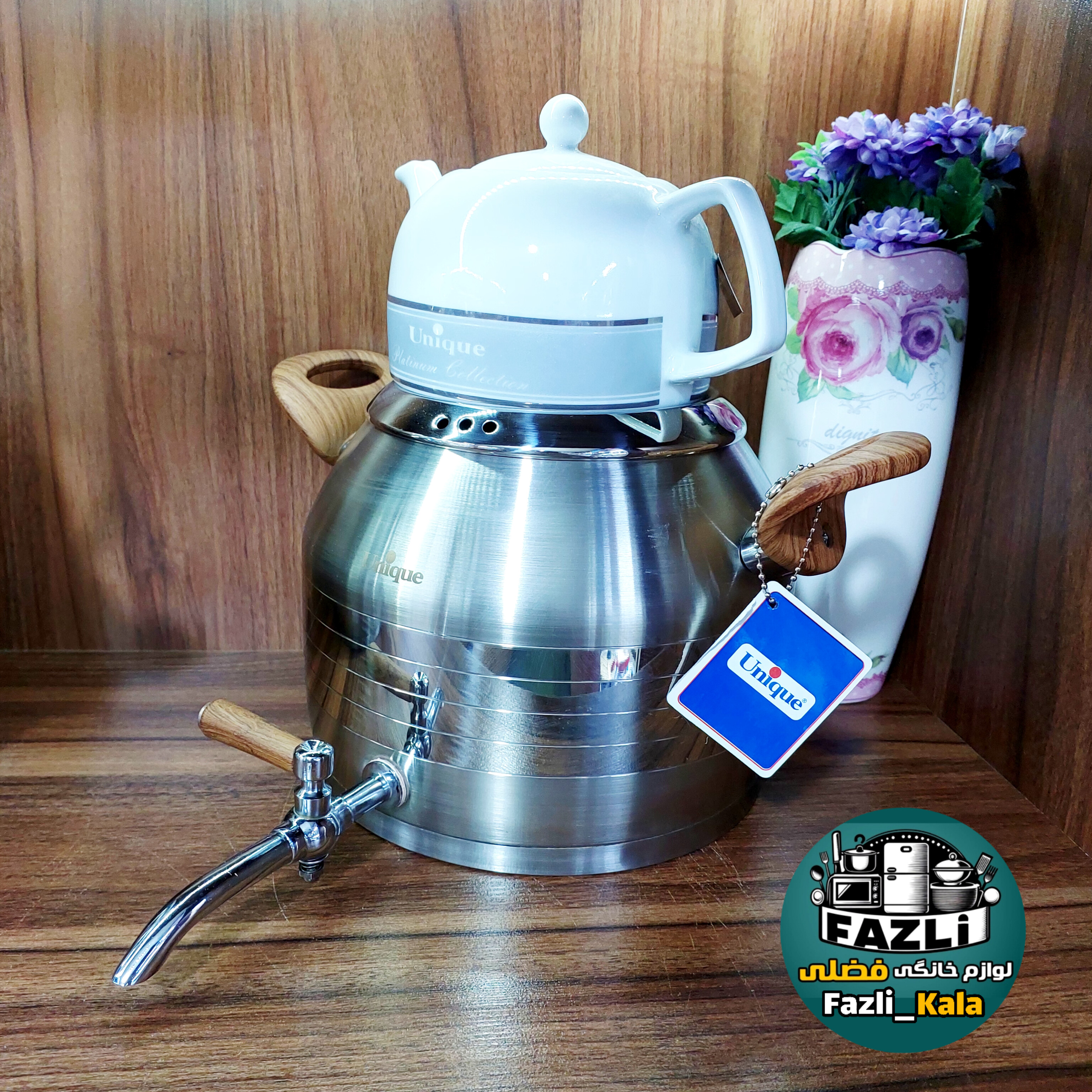 کتری قوری دسته چوب یونیک