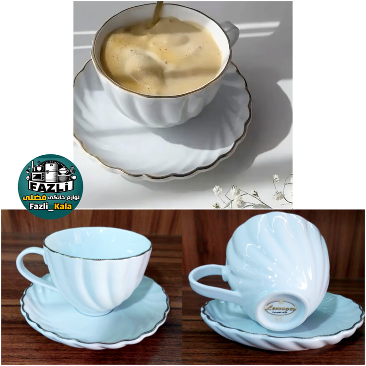 چایخوری چینی لب طلا لمون