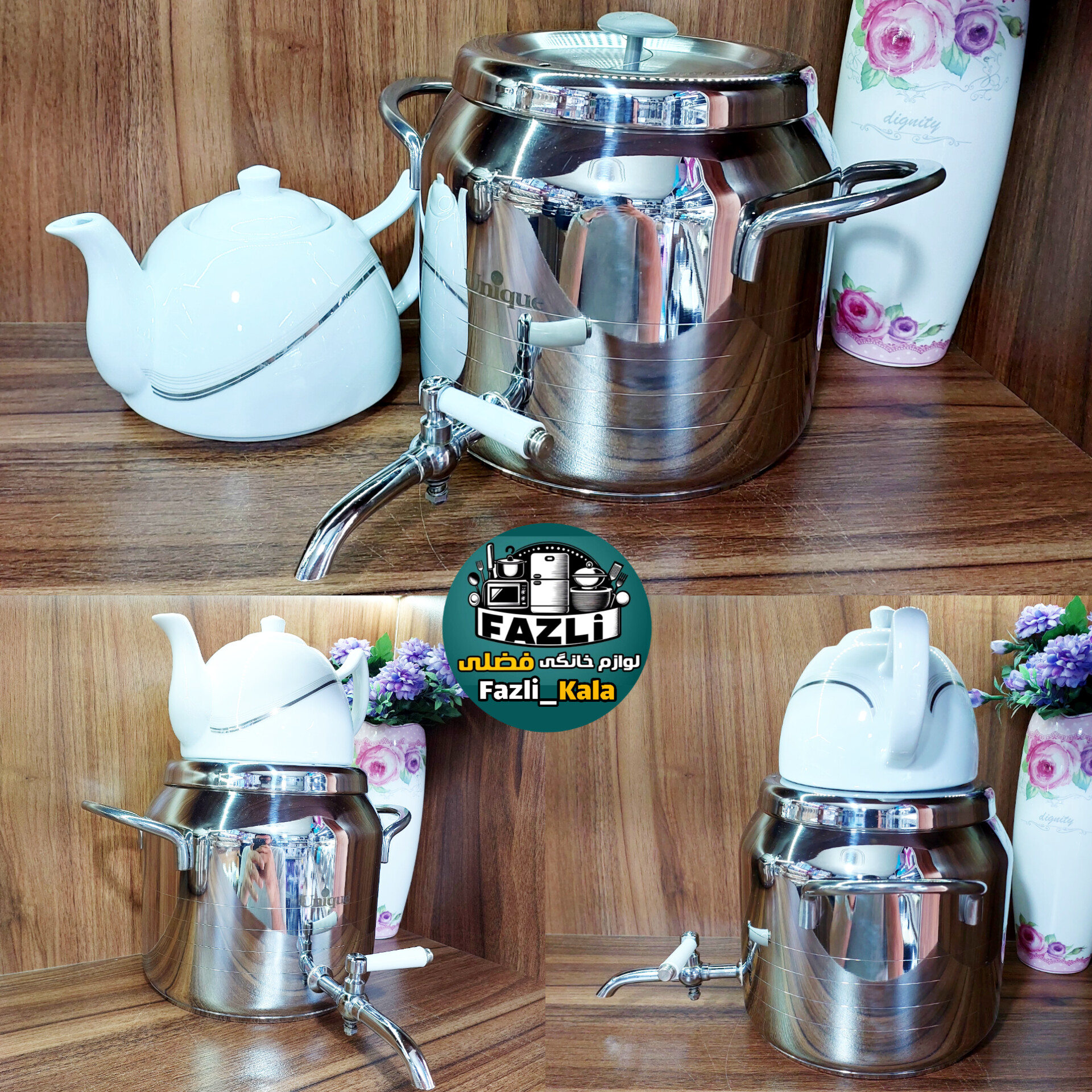 کتری قوری شیردار استیل یونیک ۷۲۷۱ حجم ۵/۵ لیتری بزرگ