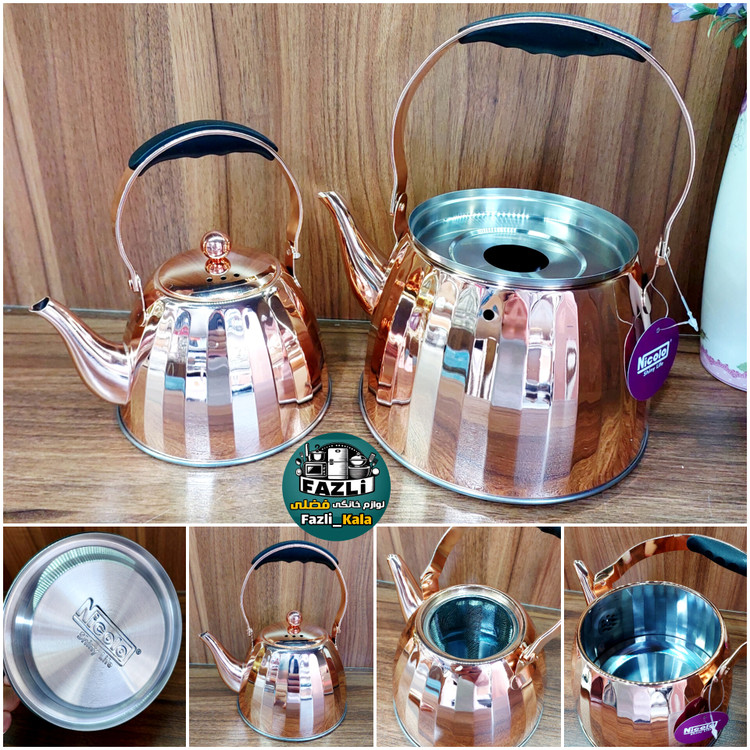 کتری قوری مسی نیکولو دسته بالا