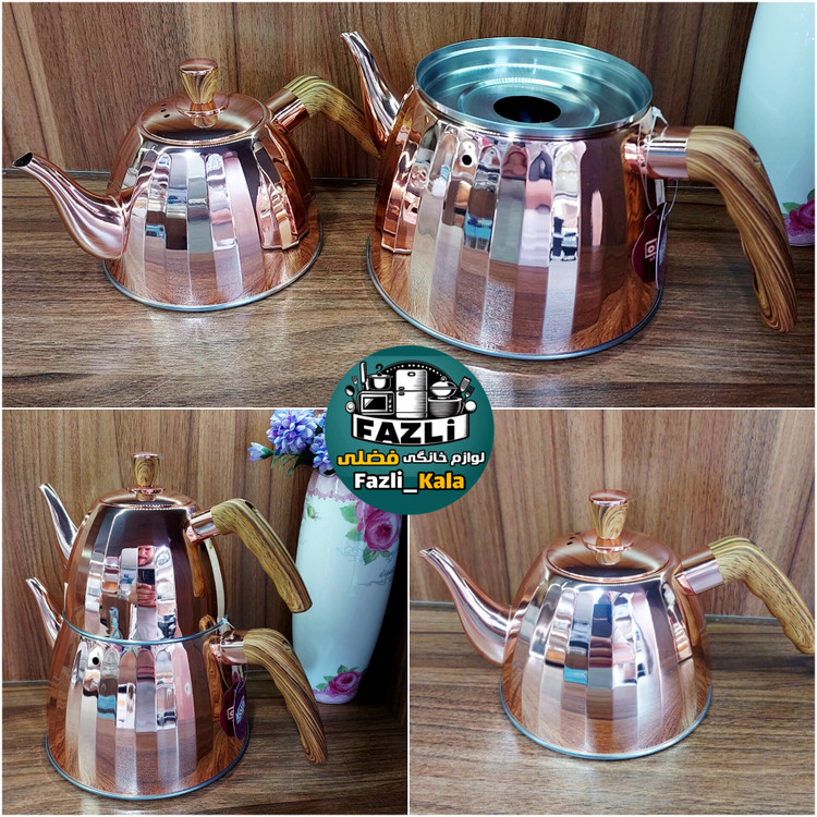کتری قوری مسی نیکولو دسته بغل