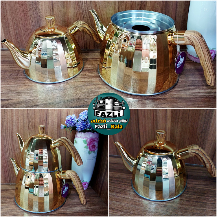 کتری قوری طلایی نیکولو دسته بغل